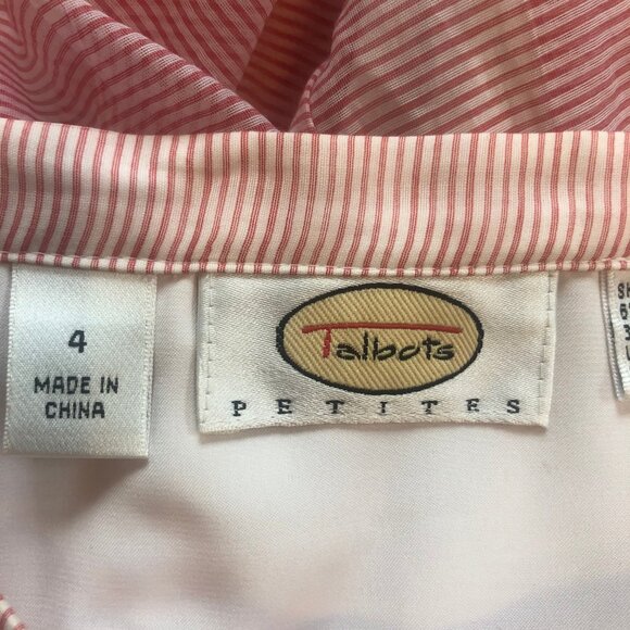 Talbots Red white Peppermint Striped Silk Blend Sheer Pleated Skirt Small 4 Cute - Picture 6 of 8